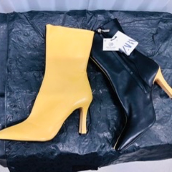 ZARA LEATHER Color Block Boots, 40, NWT - Picture 3 of 6